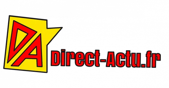 Logo Direct Actu jaune et rouge sur fond transparent